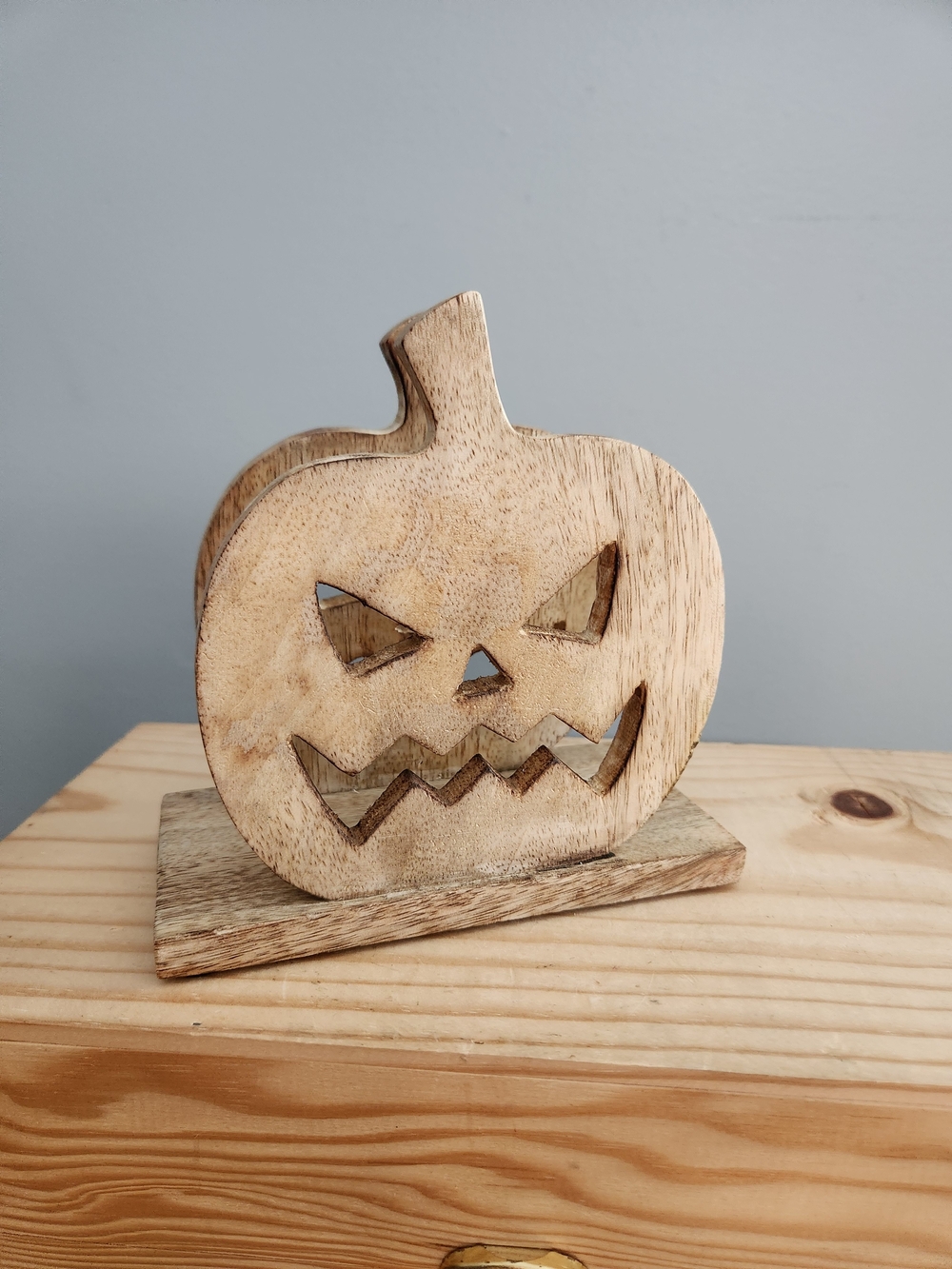 Carved Wooden Jack-O'-Lantern Décor Napkin Holder Fall Halloween